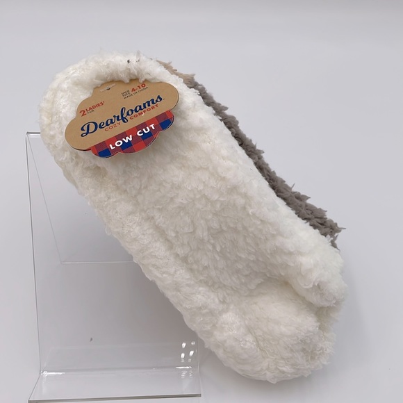 Dearfoams Low Cut Bootie Cozy Fuzzy Slipper Socks Shoe Size 4-10‎ - Brown/Cream - Picture 1 of 5